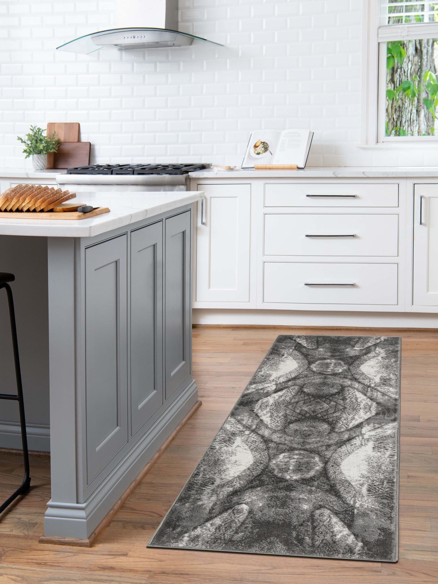 Dark Gray 3' 3 x 19' 8 Sofia Runner Area Rug Durable Easy Clean Stain Resistant Unique Carpet for Affordable Interior Home Design for Sale at Rug Engine