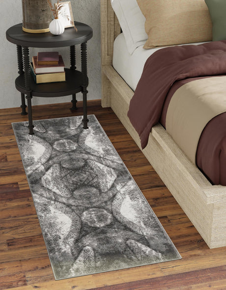 Dark Gray 3' 3 x 16' 5 Sofia Runner Area Rug Durable Easy Clean Stain Resistant Unique Carpet for Affordable Interior Home Design for Sale at Rug Engine
