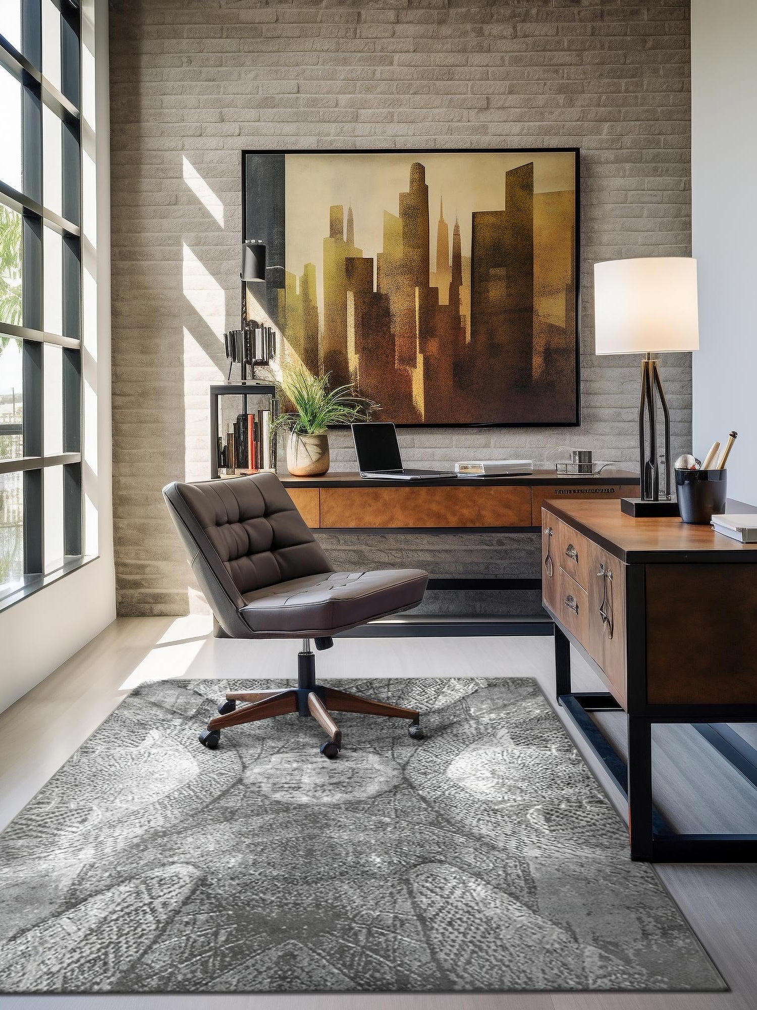 Dark Gray 4' 1 x 6' 1 Sofia Rectangle Area Rug Durable Easy Clean Stain Resistant Unique Carpet for Affordable Interior Home Design for Sale at Rug Engine