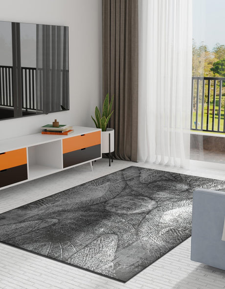 Dark Gray 3' 1 x 5' 3 Sofia Rectangle Area Rug Durable Easy Clean Stain Resistant Unique Carpet for Affordable Interior Home Design for Sale at Rug Engine