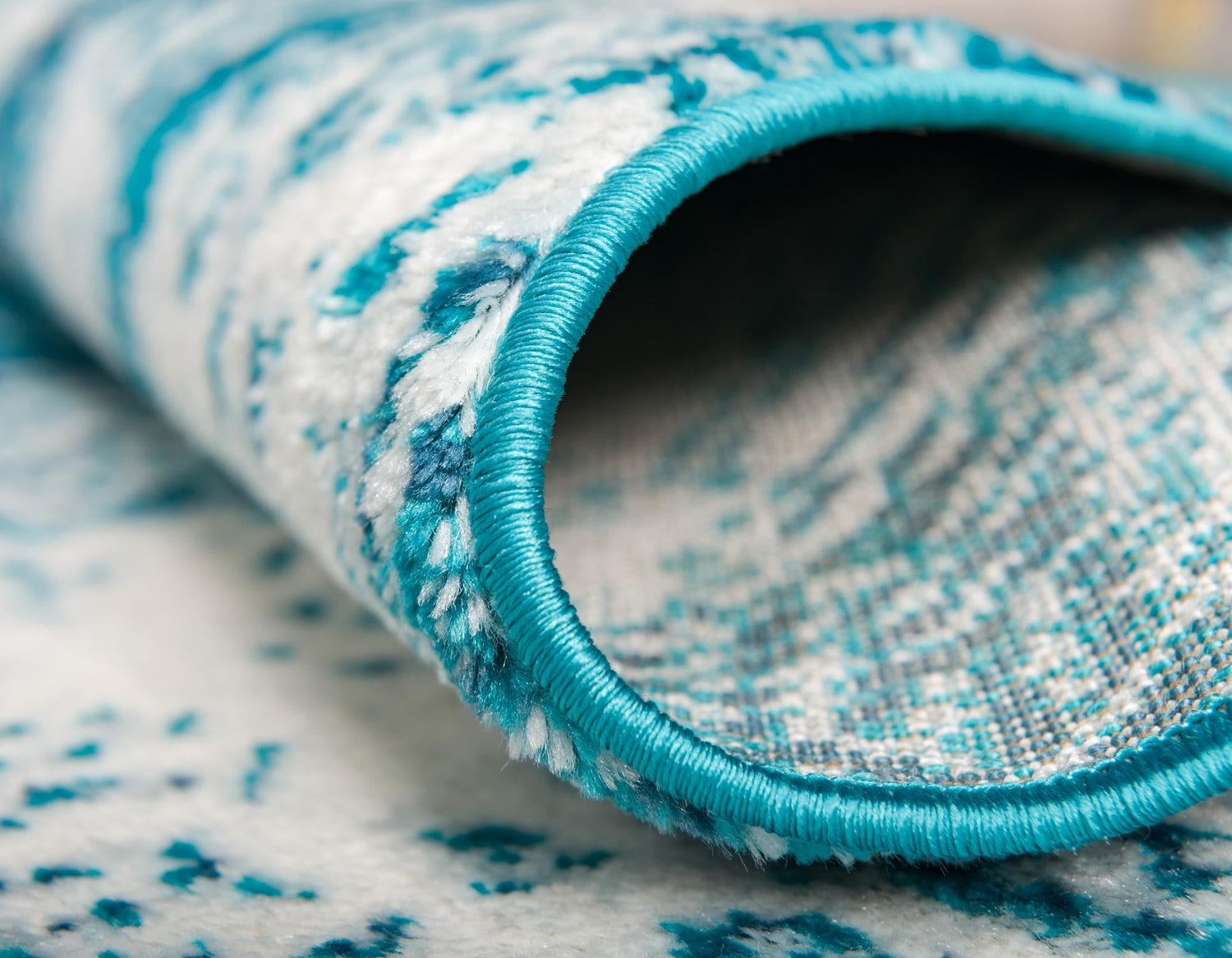 Turquoise 3' 3 x 16' 5 Sofia Runner Area Rug Durable Easy Clean Stain Resistant Unique Carpet for Affordable Interior Home Design for Sale at Rug Engine