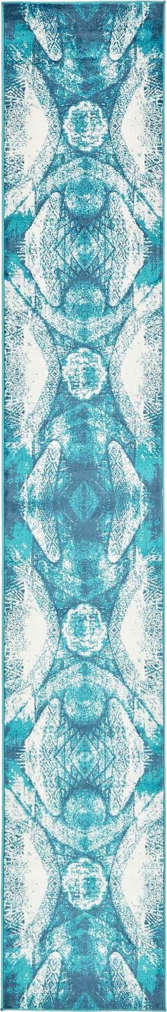 Turquoise 2' x 13' Sofia Runner Area Rug Durable Easy Clean Stain Resistant Unique Carpet for Affordable Interior Home Design for Sale at Rug Engine