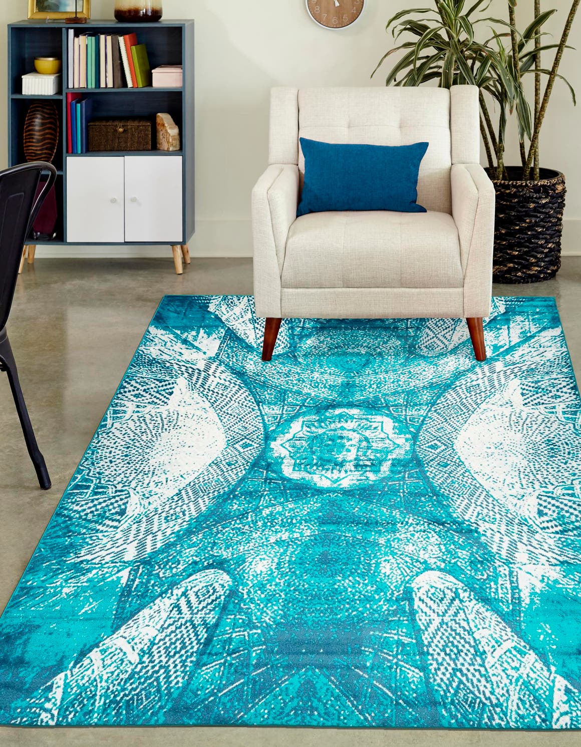 Turquoise 8' x 10' Sofia Rectangle Area Rug Durable Easy Clean Stain Resistant Unique Carpet for Affordable Interior Home Design for Sale at Rug Engine