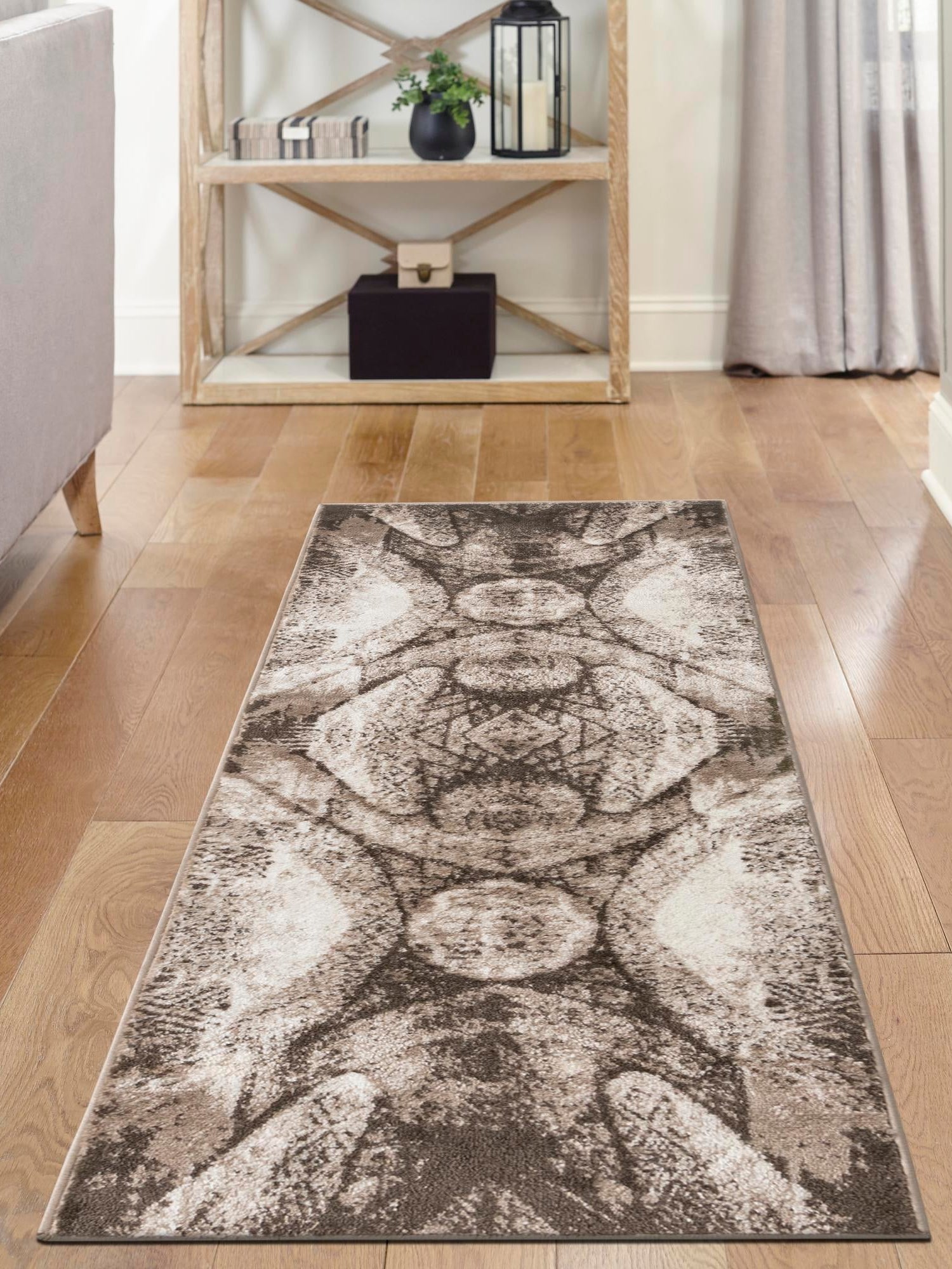 Brown 2' x 6' 7 Sofia Runner Area Rug Durable Easy Clean Stain Resistant Unique Carpet for Affordable Interior Home Design for Sale at Rug Engine