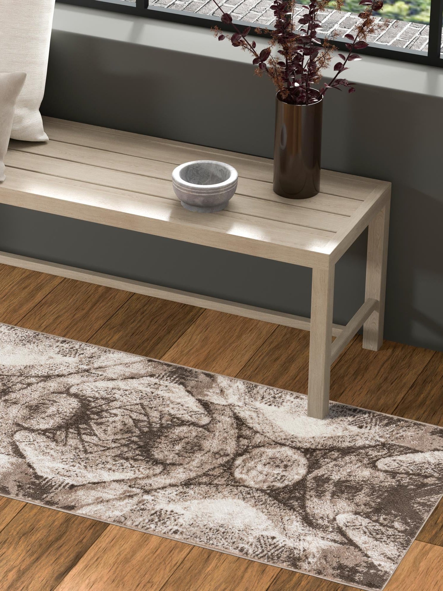 Brown 2' x 13' 1 Sofia Runner Area Rug Durable Easy Clean Stain Resistant Unique Carpet for Affordable Interior Home Design for Sale at Rug Engine