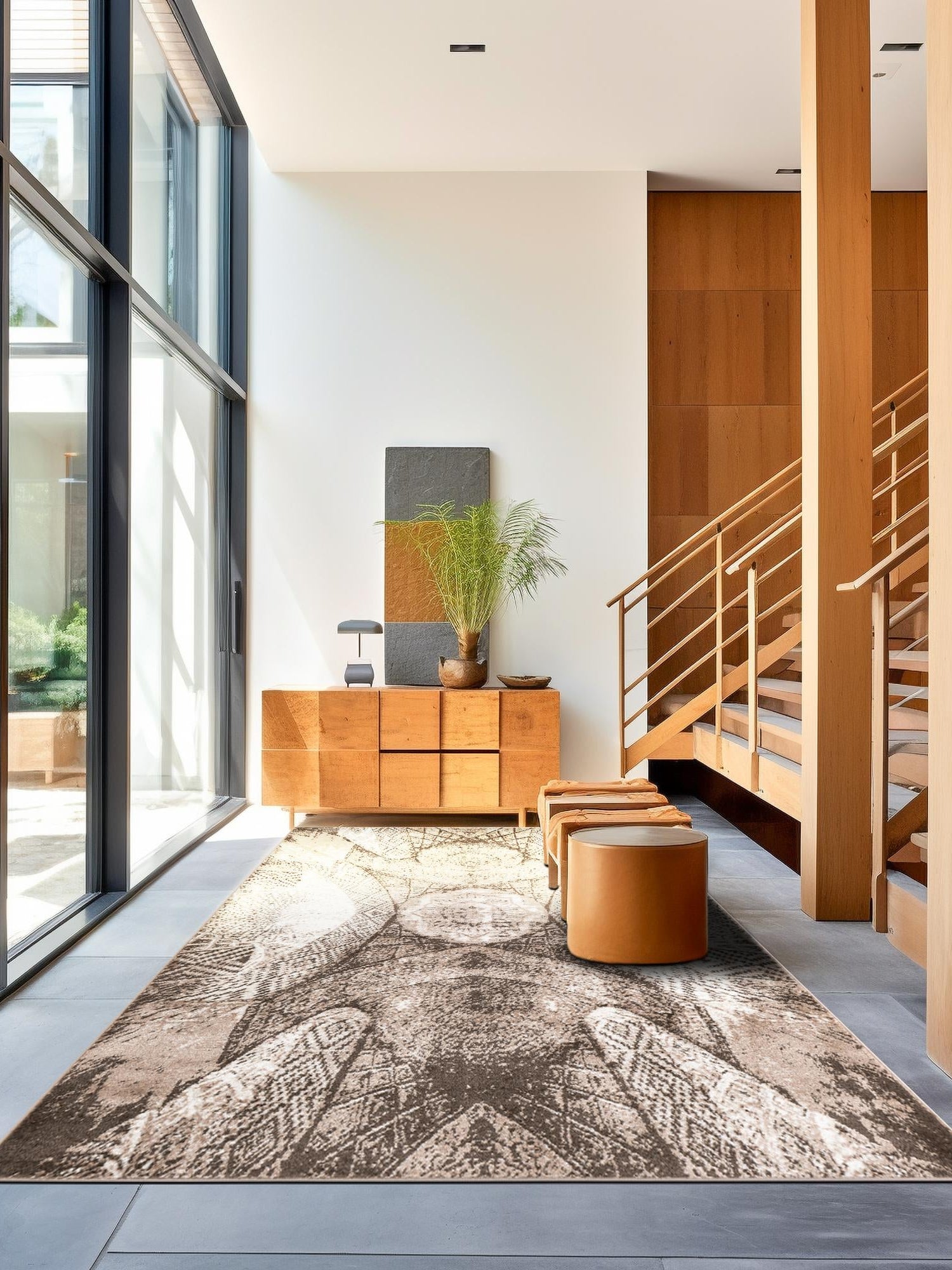 Brown 4' 1 x 6' 1 Sofia Rectangle Area Rug Durable Easy Clean Stain Resistant Unique Carpet for Affordable Interior Home Design for Sale at Rug Engine