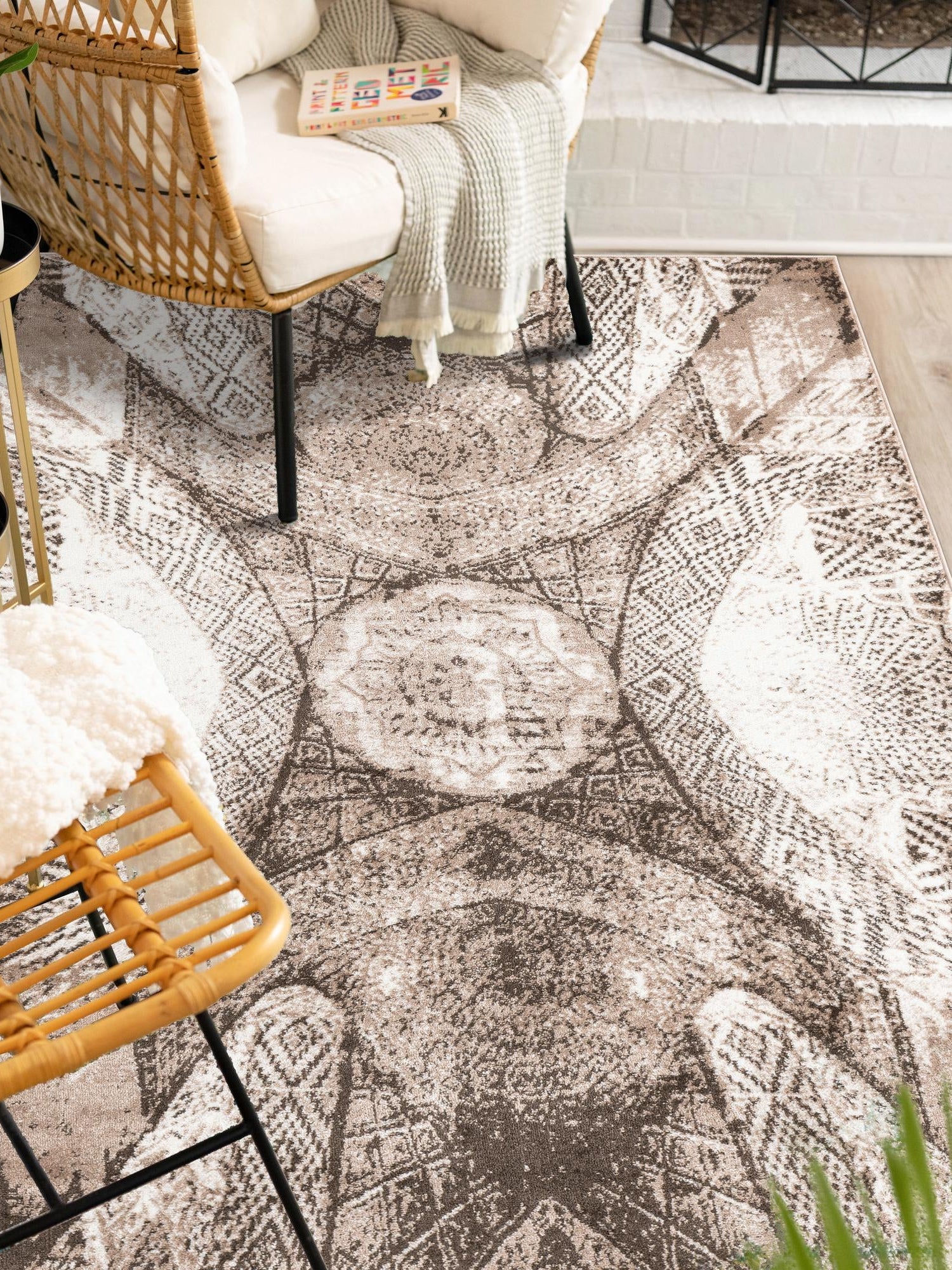 Brown 7' 10 x 11' Sofia Rectangle Area Rug Durable Easy Clean Stain Resistant Unique Carpet for Affordable Interior Home Design for Sale at Rug Engine