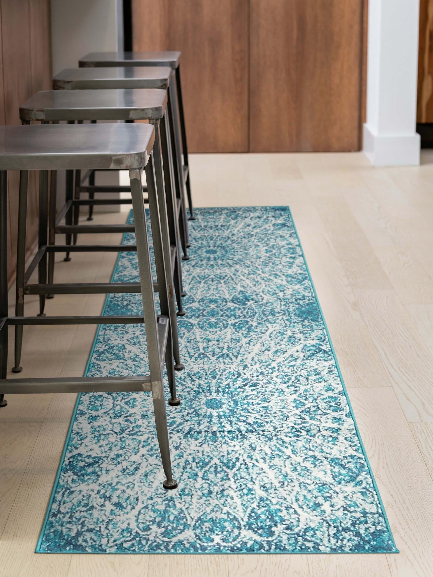 Turquoise 2' x 6' 7 Sofia Runner Area Rug Durable Easy Clean Stain Resistant Unique Carpet for Affordable Interior Home Design for Sale at Rug Engine