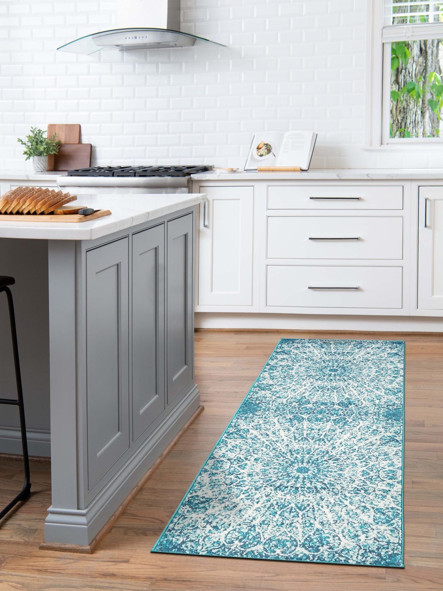 Turquoise 2' x 6' 7 Sofia Runner Area Rug Durable Easy Clean Stain Resistant Unique Carpet for Affordable Interior Home Design for Sale at Rug Engine