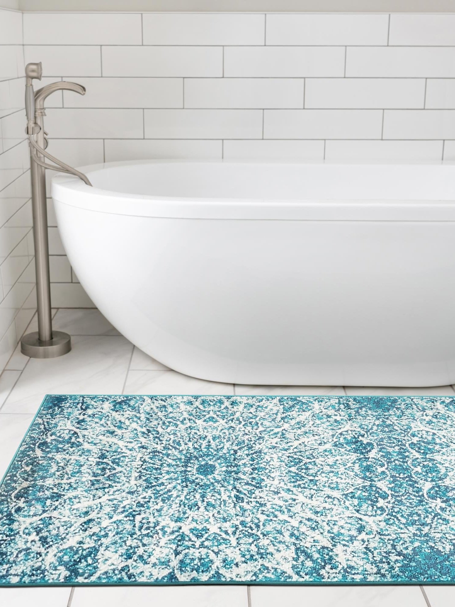 Turquoise 2' x 9' 10 Sofia Runner Area Rug Durable Easy Clean Stain Resistant Unique Carpet for Affordable Interior Home Design for Sale at Rug Engine