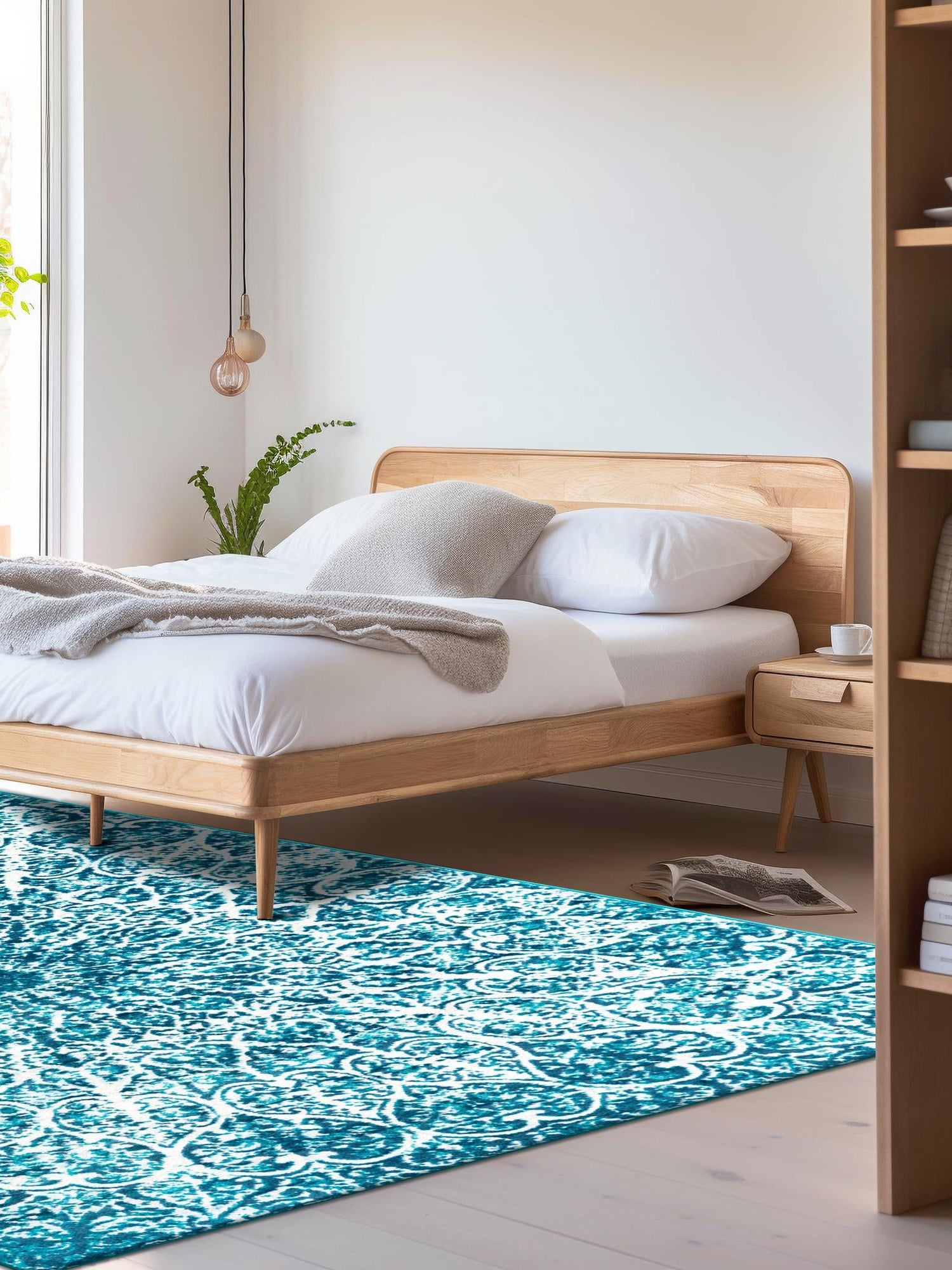 Turquoise 9' x 12' Sofia Rectangle Area Rug Durable Easy Clean Stain Resistant Unique Carpet for Affordable Interior Home Design for Sale at Rug Engine
