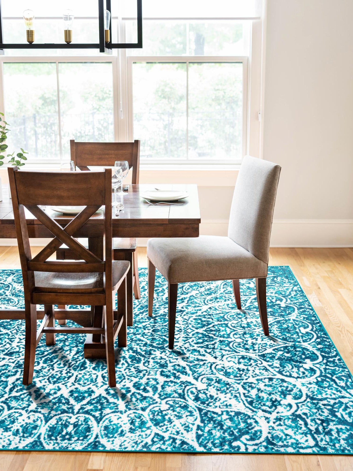 Turquoise 7' 1 x 10' Sofia Rectangle Area Rug Durable Easy Clean Stain Resistant Unique Carpet for Affordable Interior Home Design for Sale at Rug Engine