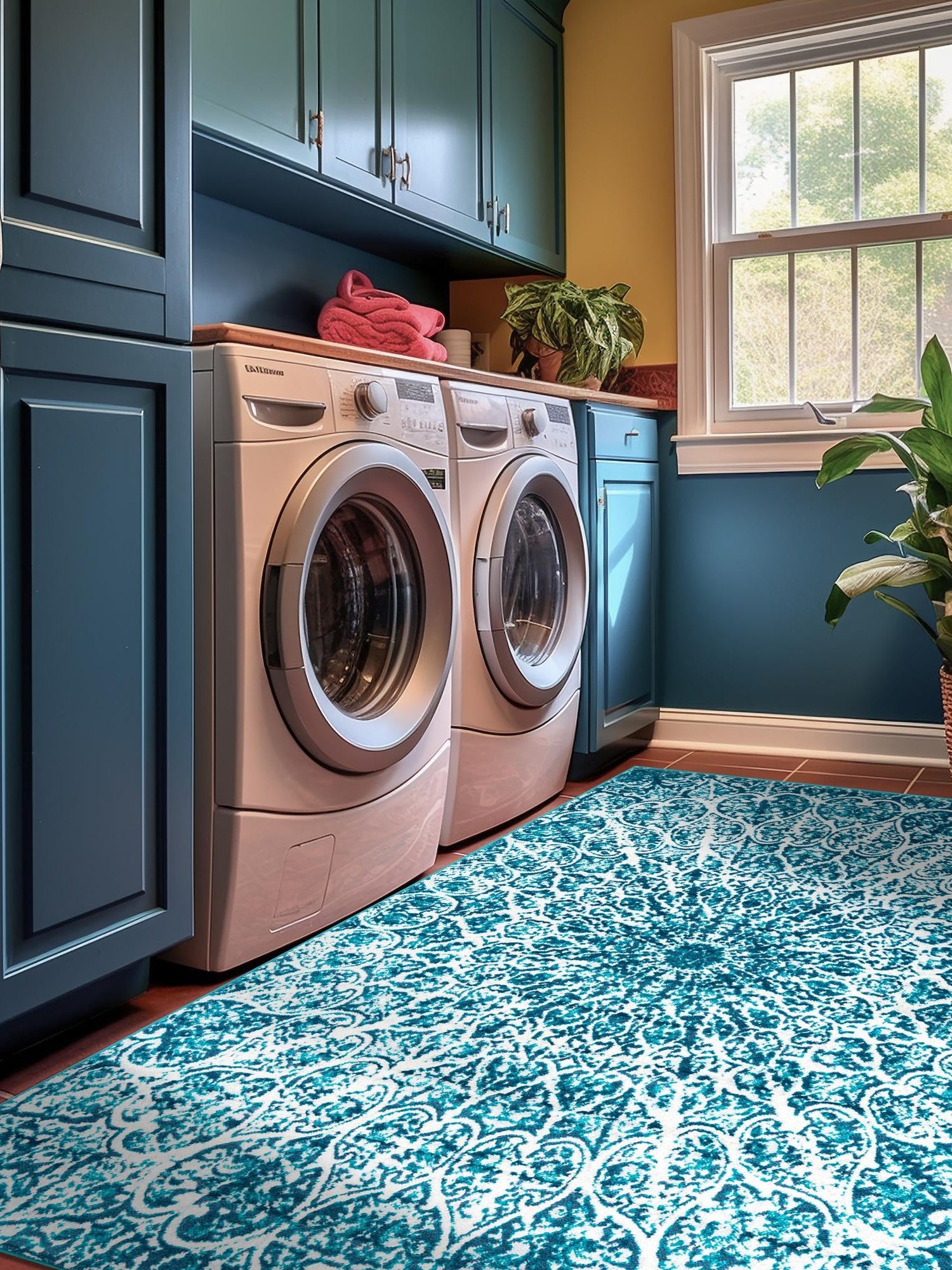 Turquoise 9' x 12' Sofia Rectangle Area Rug Durable Easy Clean Stain Resistant Unique Carpet for Affordable Interior Home Design for Sale at Rug Engine