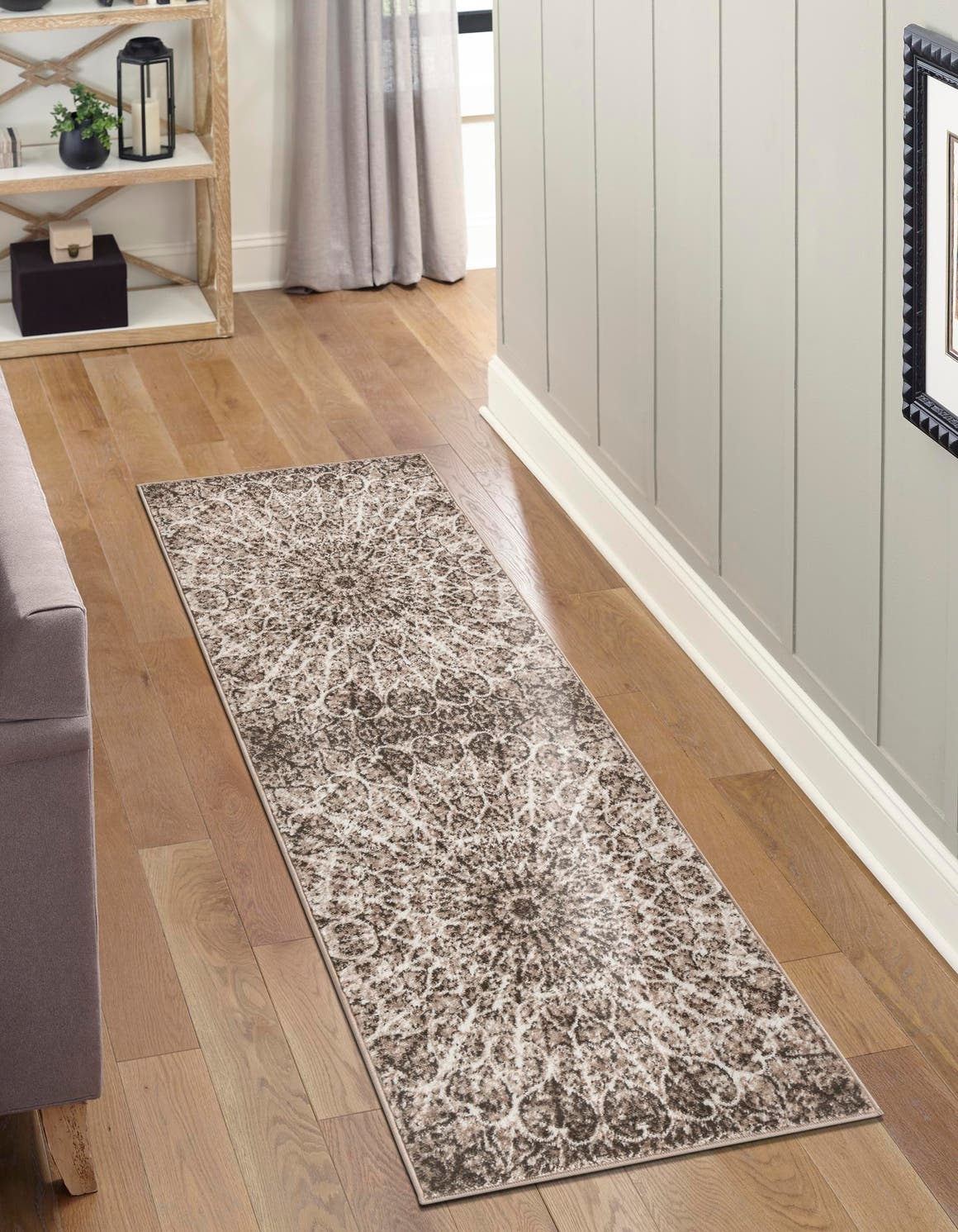 Brown 2' x 13' 1 Sofia Runner Area Rug Durable Easy Clean Stain Resistant Unique Carpet for Affordable Interior Home Design for Sale at Rug Engine