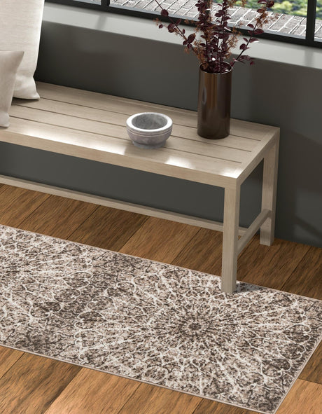 Brown 3' 3 x 16' 5 Sofia Runner Area Rug Durable Easy Clean Stain Resistant Unique Carpet for Affordable Interior Home Design for Sale at Rug Engine