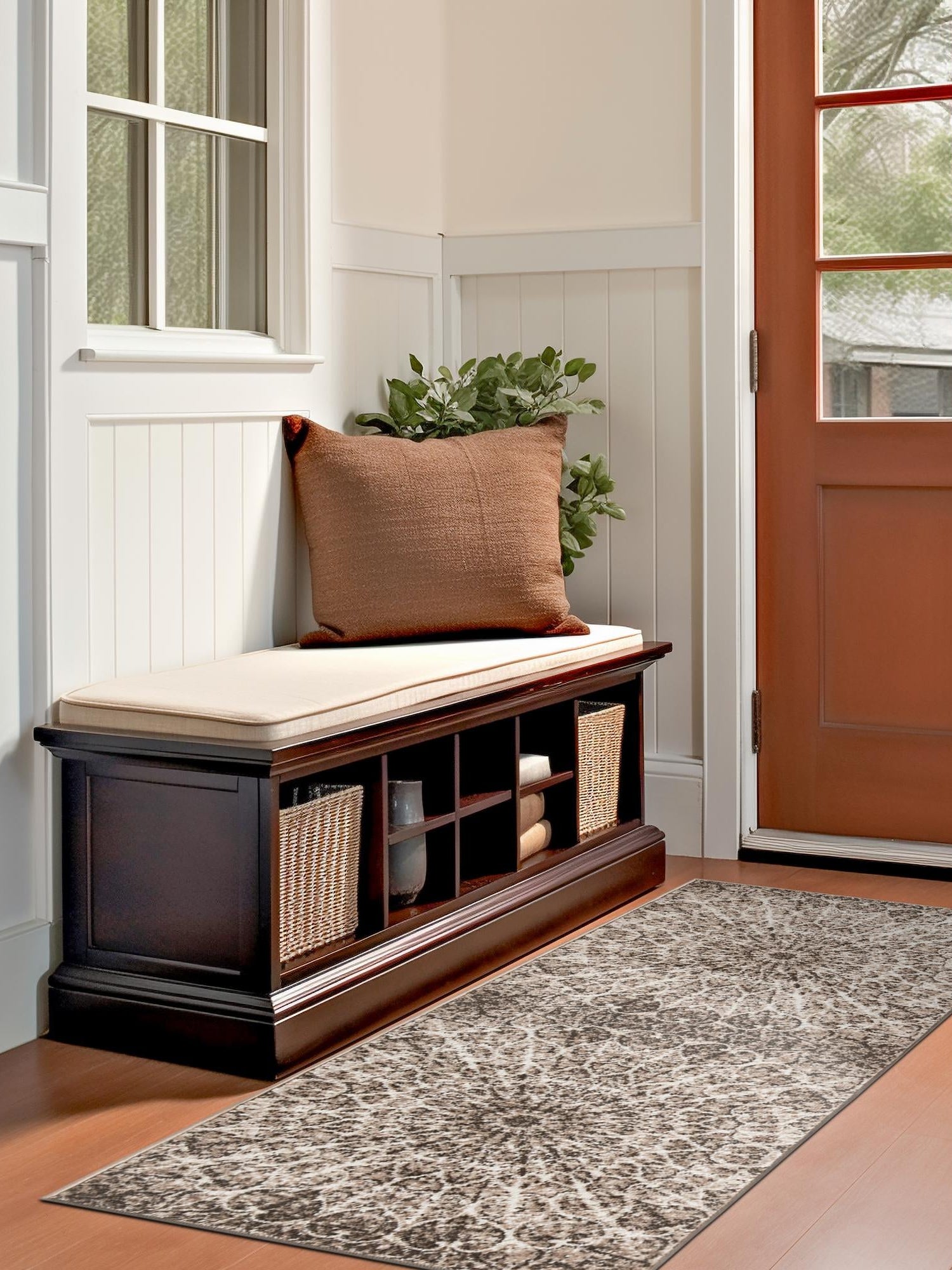 Brown 3' 3 x 19' 8 Sofia Runner Area Rug Durable Easy Clean Stain Resistant Unique Carpet for Affordable Interior Home Design for Sale at Rug Engine