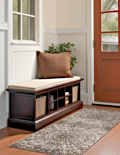 Brown 3' 3 x 19' 8 Sofia Runner Area Rug Durable Easy Clean Stain Resistant Unique Carpet for Affordable Interior Home Design for Sale at Rug Engine