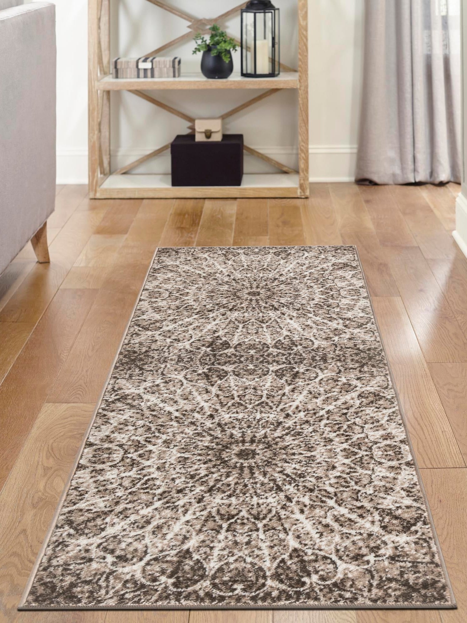 Brown 2' x 6' 7 Sofia Runner Area Rug Durable Easy Clean Stain Resistant Unique Carpet for Affordable Interior Home Design for Sale at Rug Engine