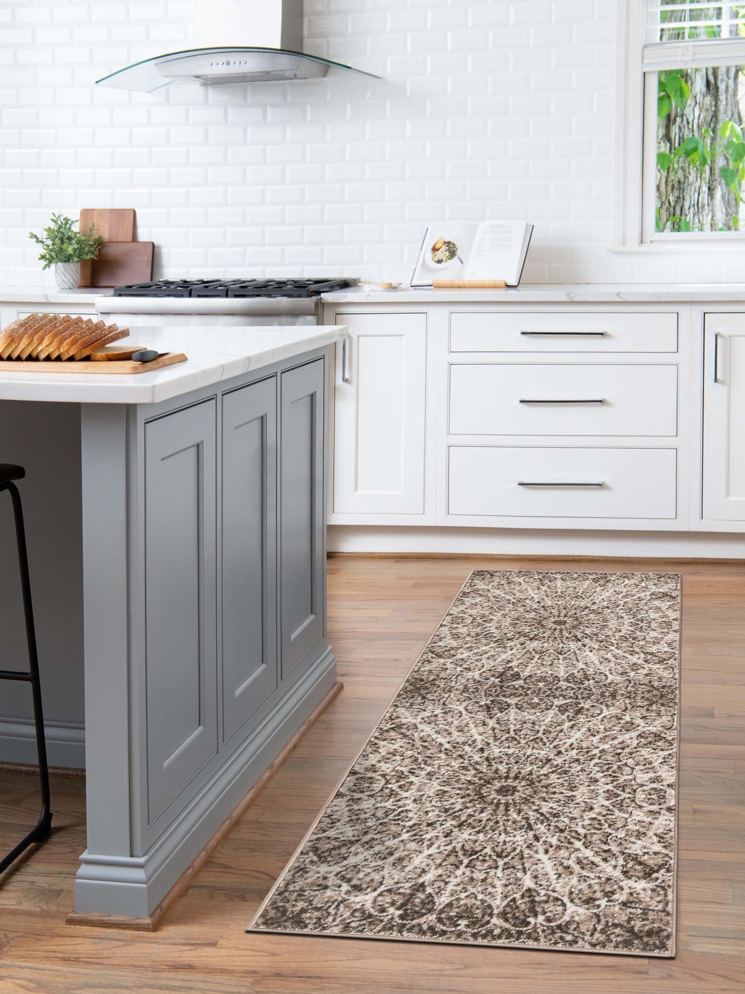 Brown 3' 3 x 19' 8 Sofia Runner Area Rug Durable Easy Clean Stain Resistant Unique Carpet for Affordable Interior Home Design for Sale at Rug Engine