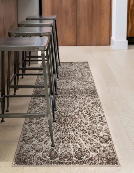 Brown 3' 3 x 16' 5 Sofia Runner Area Rug Durable Easy Clean Stain Resistant Unique Carpet for Affordable Interior Home Design for Sale at Rug Engine