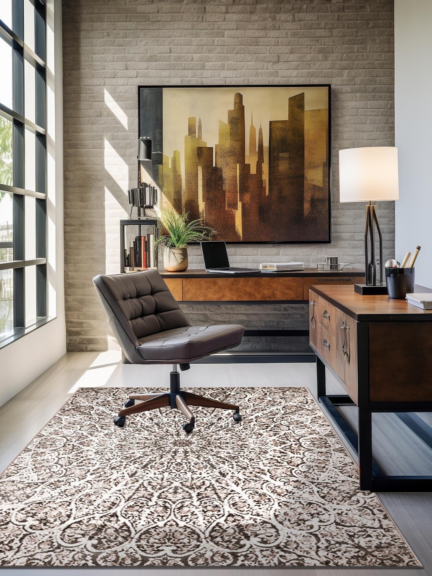 Brown 9' x 12' Sofia Rectangle Area Rug Durable Easy Clean Stain Resistant Unique Carpet for Affordable Interior Home Design for Sale at Rug Engine