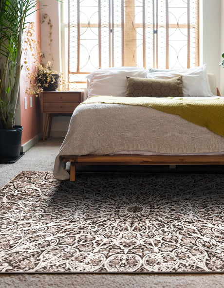Brown 7' 10 x 10' Sofia Rectangle Area Rug Durable Easy Clean Stain Resistant Unique Carpet for Affordable Interior Home Design for Sale at Rug Engine