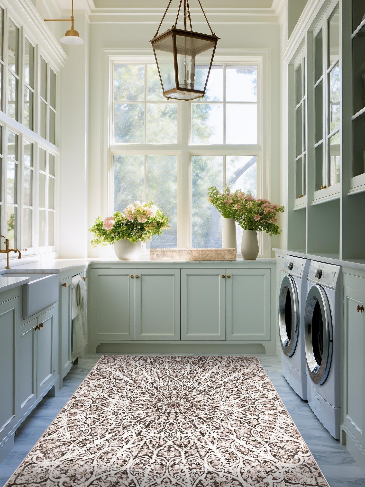 Brown 5' 3 x 8' Sofia Rectangle Area Rug Durable Easy Clean Stain Resistant Unique Carpet for Affordable Interior Home Design for Sale at Rug Engine