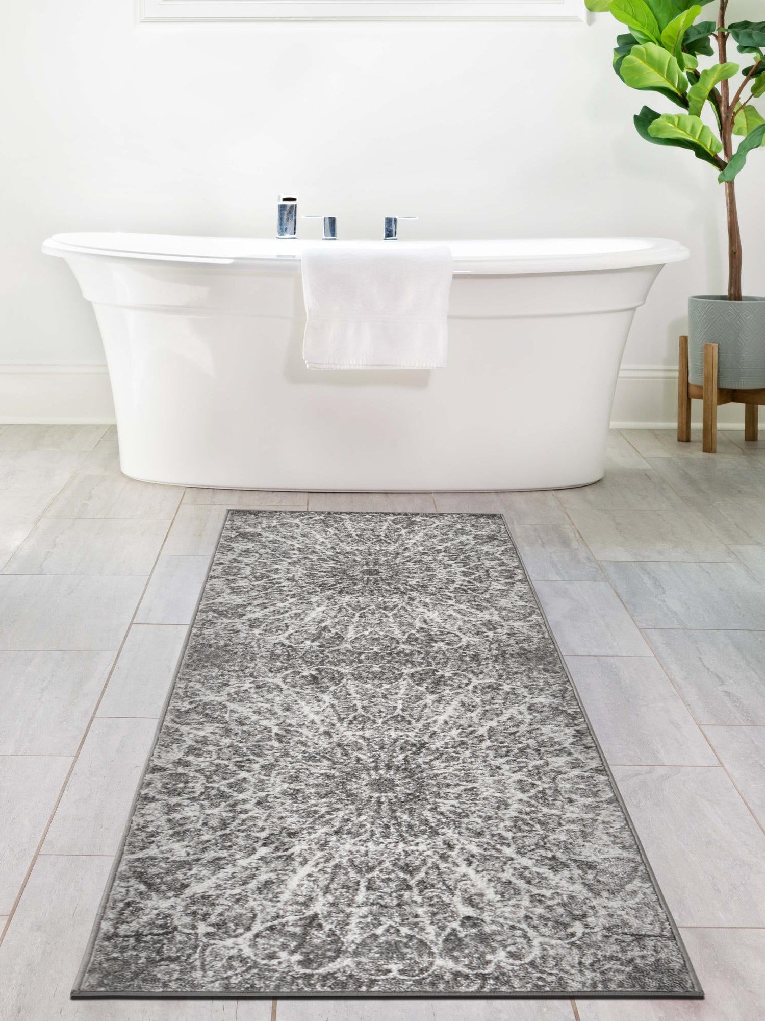 Dark Gray 2' x 6' 7 Sofia Runner Area Rug Durable Easy Clean Stain Resistant Unique Carpet for Affordable Interior Home Design for Sale at Rug Engine