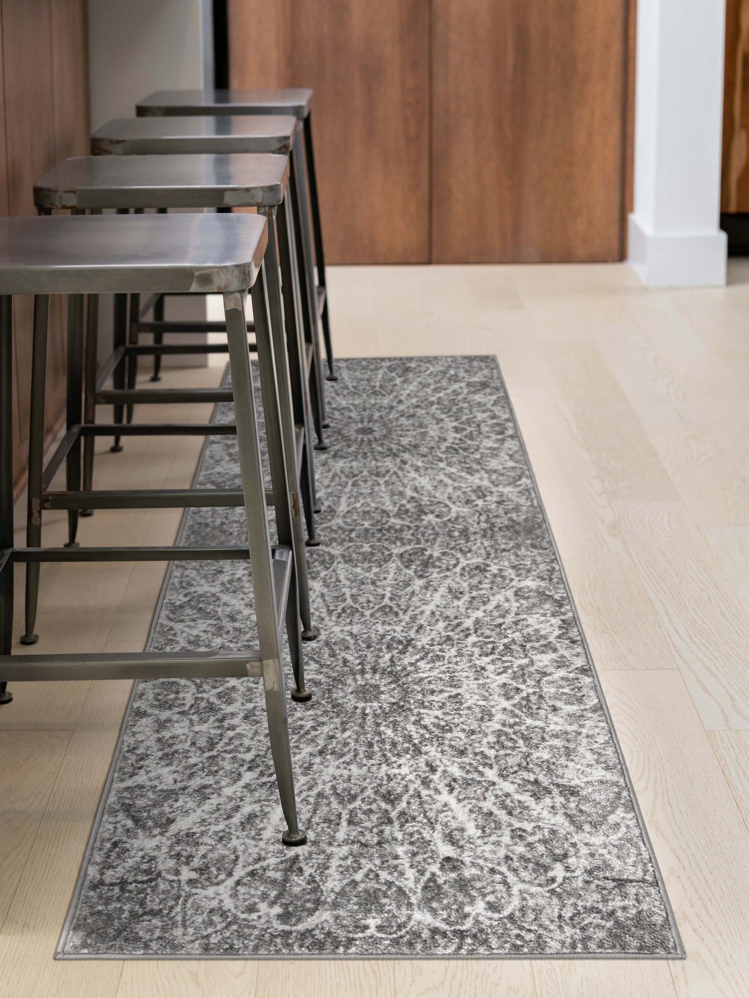 Dark Gray 3' 1 x 19' 8 Sofia Runner Area Rug Durable Easy Clean Stain Resistant Unique Carpet for Affordable Interior Home Design for Sale at Rug Engine