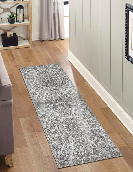 Dark Gray 3' 1 x 16' 5 Sofia Runner Area Rug Durable Easy Clean Stain Resistant Unique Carpet for Affordable Interior Home Design for Sale at Rug Engine