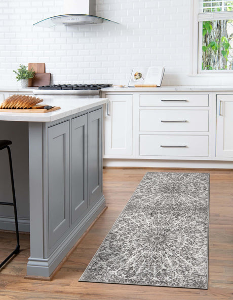 Dark Gray 3' 1 x 16' 5 Sofia Runner Area Rug Durable Easy Clean Stain Resistant Unique Carpet for Affordable Interior Home Design for Sale at Rug Engine
