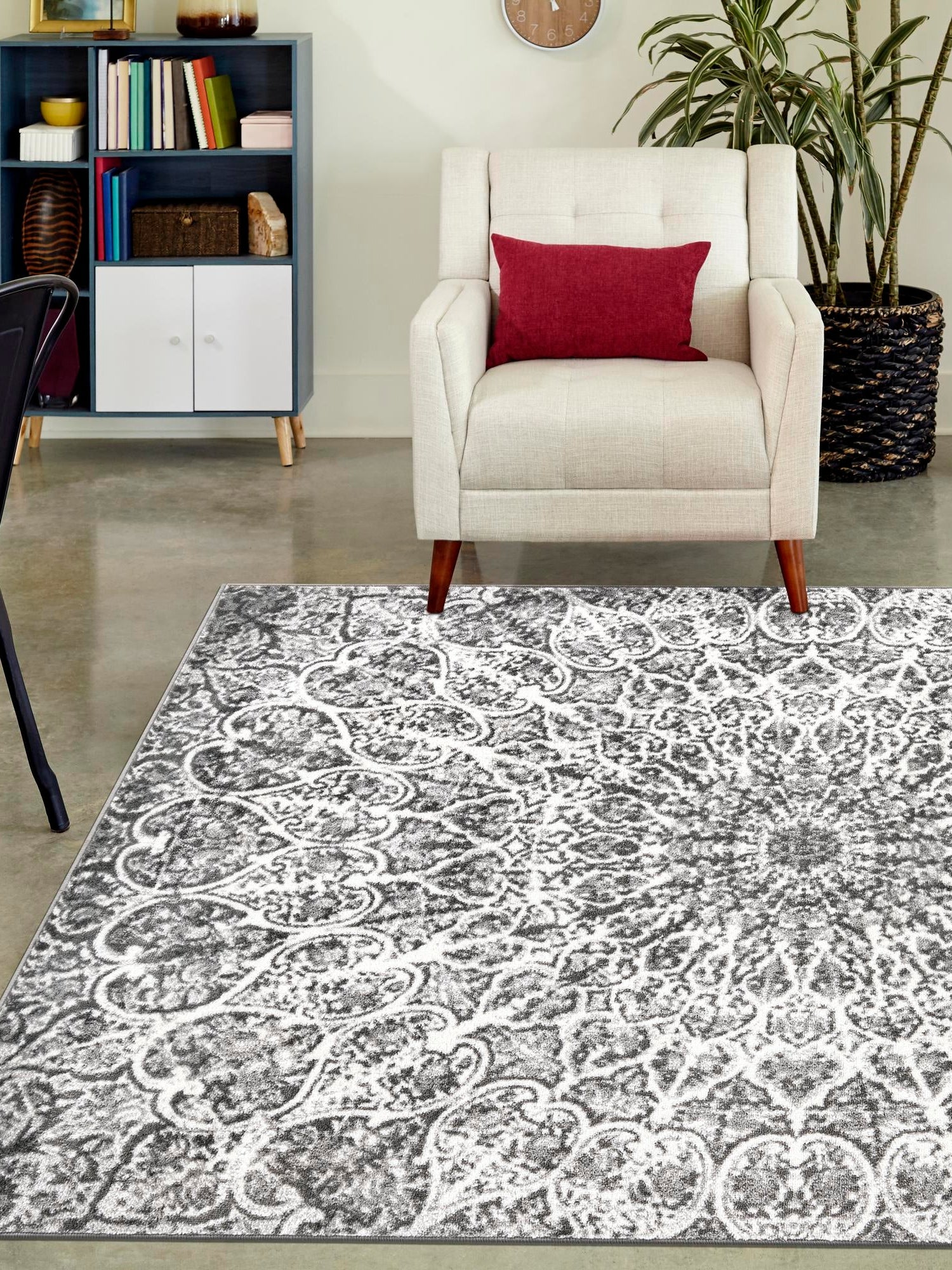 Dark Gray 2' x 3' 1 Sofia Rectangle Area Rug Durable Easy Clean Stain Resistant Unique Carpet for Affordable Interior Home Design for Sale at Rug Engine