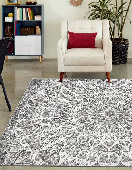 Dark Gray 4' 1 x 6' 1 Sofia Rectangle Area Rug Durable Easy Clean Stain Resistant Unique Carpet for Affordable Interior Home Design for Sale at Rug Engine