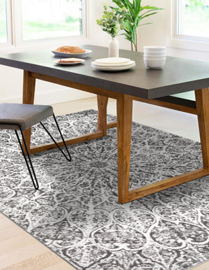 Dark Gray 7' 10 x 11' Sofia Rectangle Area Rug Durable Easy Clean Stain Resistant Unique Carpet for Affordable Interior Home Design for Sale at Rug Engine