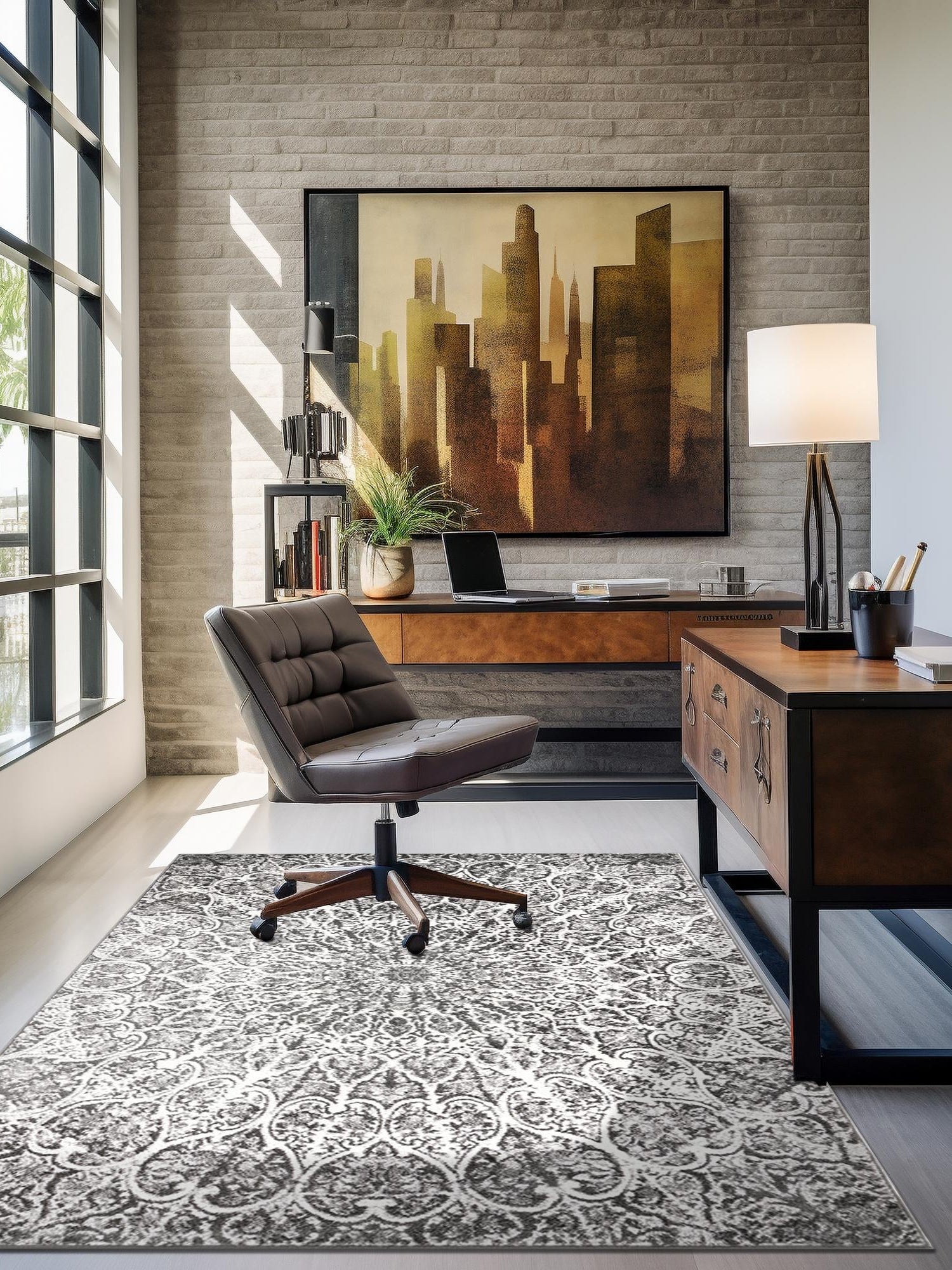 Dark Gray 2' x 3' 1 Sofia Rectangle Area Rug Durable Easy Clean Stain Resistant Unique Carpet for Affordable Interior Home Design for Sale at Rug Engine