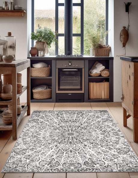 Dark Gray 3' 1 x 5' 3 Sofia Rectangle Area Rug Durable Easy Clean Stain Resistant Unique Carpet for Affordable Interior Home Design for Sale at Rug Engine