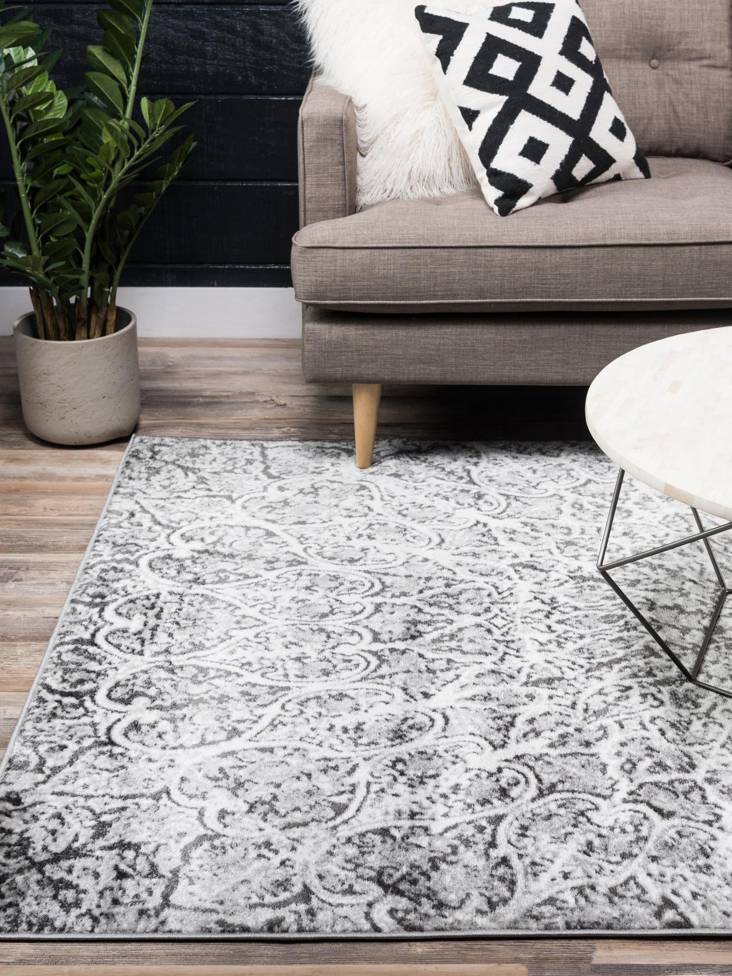 Dark Gray 2' x 3' 1 Sofia Rectangle Area Rug Durable Easy Clean Stain Resistant Unique Carpet for Affordable Interior Home Design for Sale at Rug Engine