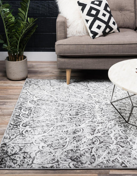 Dark Gray 3' 1 x 5' 3 Sofia Rectangle Area Rug Durable Easy Clean Stain Resistant Unique Carpet for Affordable Interior Home Design for Sale at Rug Engine