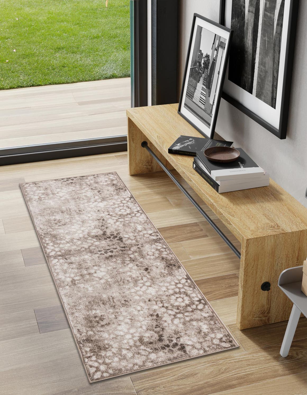 Brown 2' x 13' 1 Sofia Runner Area Rug Durable Easy Clean Stain Resistant Unique Carpet for Affordable Interior Home Design for Sale at Rug Engine
