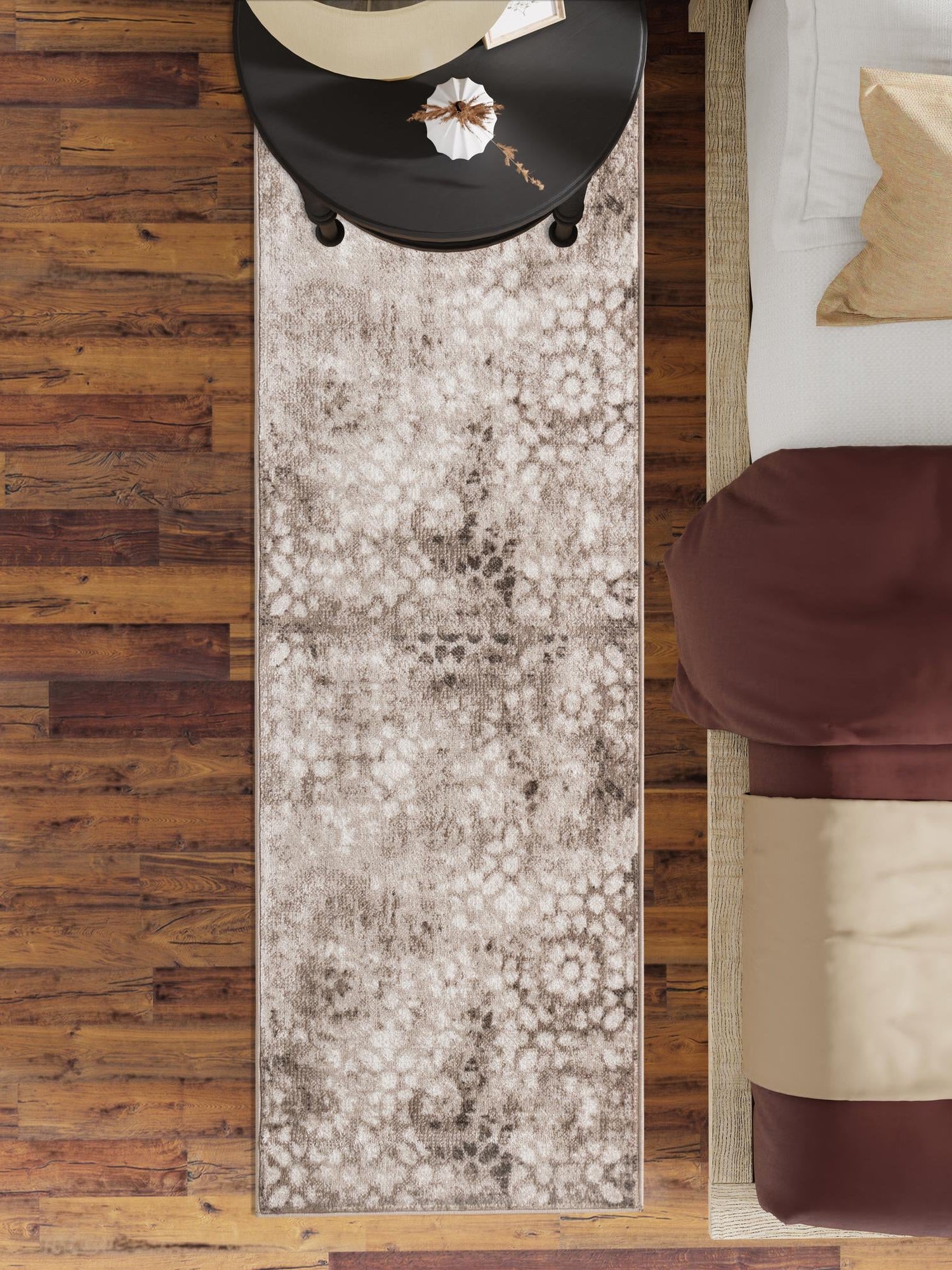 Brown 3' 3 x 16' 5 Sofia Runner Area Rug Durable Easy Clean Stain Resistant Unique Carpet for Affordable Interior Home Design for Sale at Rug Engine