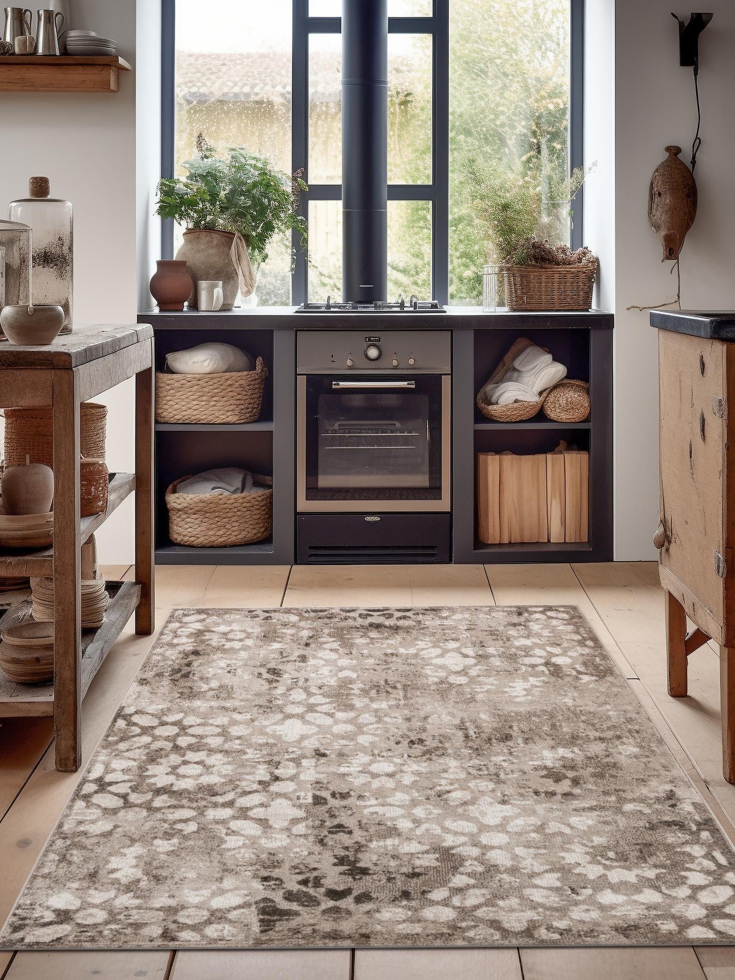 Brown 4' 1 x 6' 1 Sofia Rectangle Area Rug Durable Easy Clean Stain Resistant Unique Carpet for Affordable Interior Home Design for Sale at Rug Engine