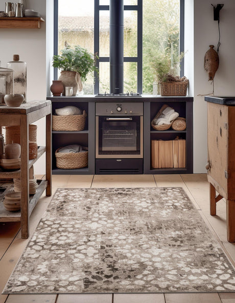 Brown 4' 1 x 6' 1 Sofia Rectangle Area Rug Durable Easy Clean Stain Resistant Unique Carpet for Affordable Interior Home Design for Sale at Rug Engine