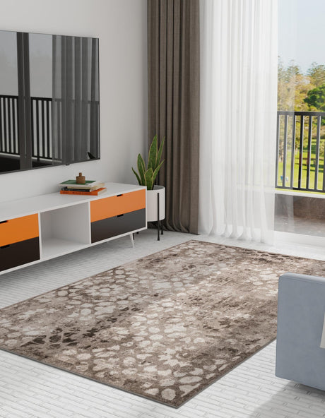 Brown 6' 1 x 9' Sofia Rectangle Area Rug Durable Easy Clean Stain Resistant Unique Carpet for Affordable Interior Home Design for Sale at Rug Engine