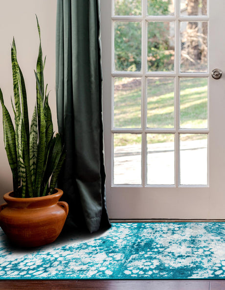 Turquoise 3' 3 x 16' 5 Sofia Runner Area Rug Durable Easy Clean Stain Resistant Unique Carpet for Affordable Interior Home Design for Sale at Rug Engine