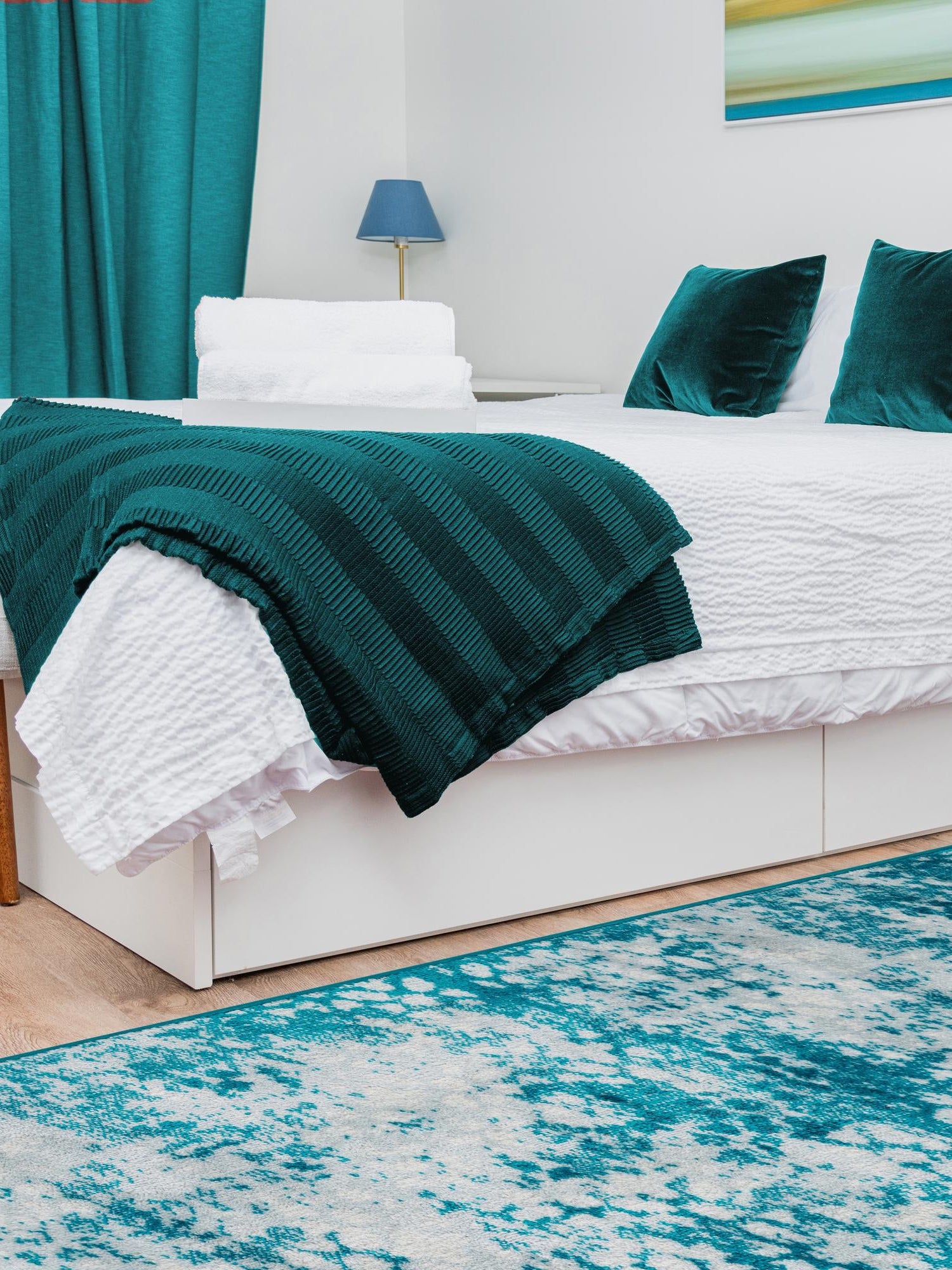 Turquoise 3' 3 x 16' 5 Sofia Runner Area Rug Durable Easy Clean Stain Resistant Unique Carpet for Affordable Interior Home Design for Sale at Rug Engine