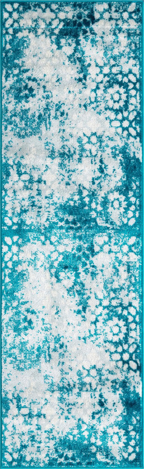 Turquoise 2' x 6' 7 Sofia Runner Area Rug Durable Easy Clean Stain Resistant Unique Carpet for Affordable Interior Home Design for Sale at Rug Engine