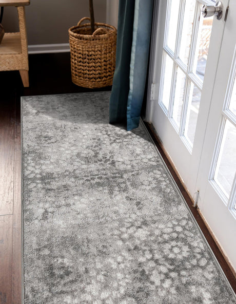 Dark Gray 3' 3 x 19' 8 Sofia Runner Area Rug Durable Easy Clean Stain Resistant Unique Carpet for Affordable Interior Home Design for Sale at Rug Engine