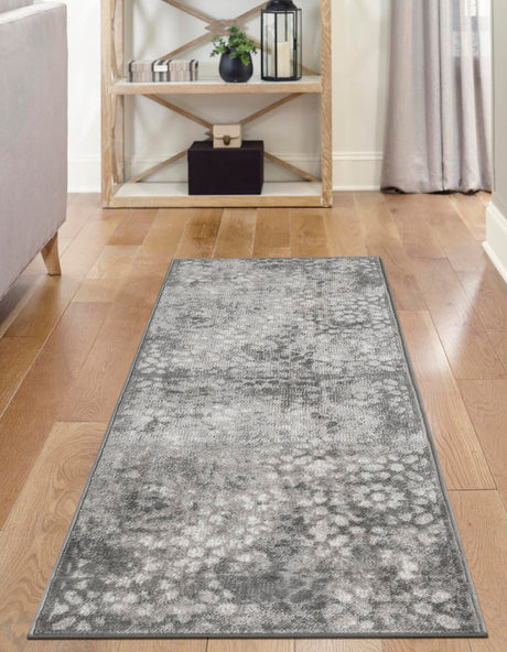 Dark Gray 3' 3 x 19' 8 Sofia Runner Area Rug Durable Easy Clean Stain Resistant Unique Carpet for Affordable Interior Home Design for Sale at Rug Engine