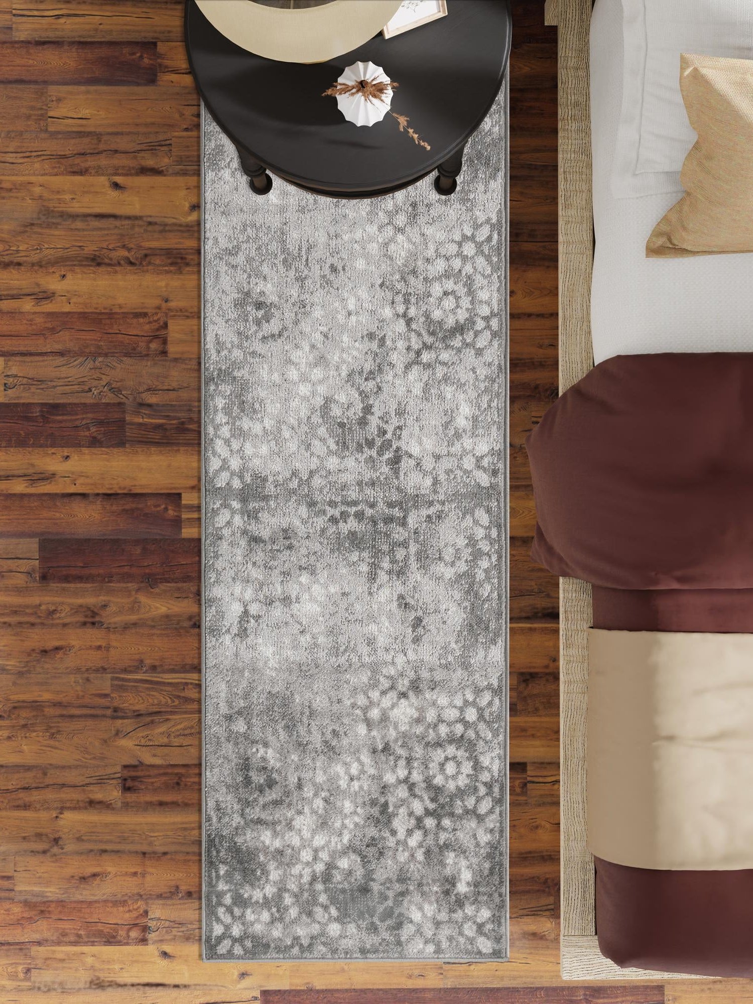 Dark Gray 3' 3 x 16' 5 Sofia Runner Area Rug Durable Easy Clean Stain Resistant Unique Carpet for Affordable Interior Home Design for Sale at Rug Engine
