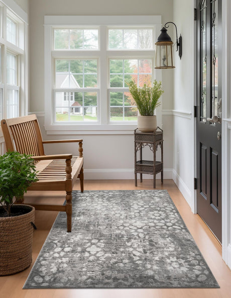 Dark Gray 7' 1 x 10' Sofia Rectangle Area Rug Durable Easy Clean Stain Resistant Unique Carpet for Affordable Interior Home Design for Sale at Rug Engine